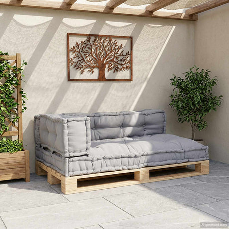 Vidaxl pallet sofa kussen 3 st stof grijs 120 x 80 x 38 cm