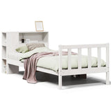 Vidaxl bed met boekenkast zonder matras grenenhout wit 75x190 cm