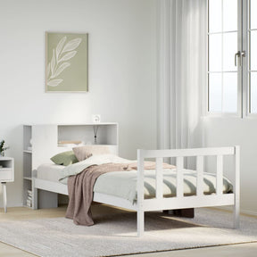 Vidaxl bed met boekenkast zonder matras grenenhout wit 75x190 cm