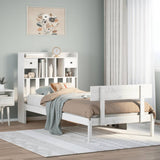 Vidaxl bed met boekenkast zonder matras grenenhout wit 90x190 cm