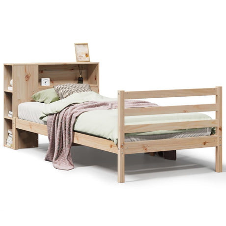 Vidaxl bed met boekenkast zonder matras massief grenenhout 75x190 cm