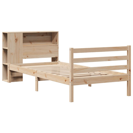 Vidaxl bed met boekenkast zonder matras massief grenenhout 75x190 cm