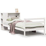 Vidaxl bed met boekenkast zonder matras grenenhout wit 75x190 cm