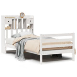 Vidaxl bed met boekenkast zonder matras grenenhout wit 75x190 cm