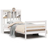 Vidaxl bed met boekenkast zonder matras grenenhout wit 90x190 cm