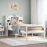 Vidaxl bed met boekenkast zonder matras grenenhout wit 75x190 cm
