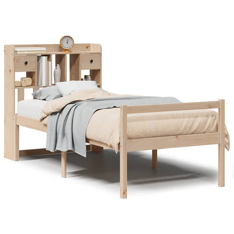 Vidaxl bed met boekenkast zonder matras massief grenenhout 90x200 cm