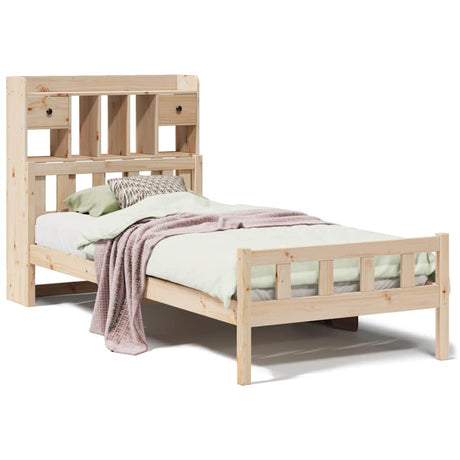 Vidaxl bed met boekenkast zonder matras massief grenenhout 90x190 cm
