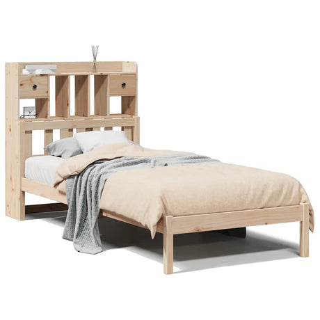 Vidaxl bed met boekenkast zonder matras massief grenenhout 90x190 cm