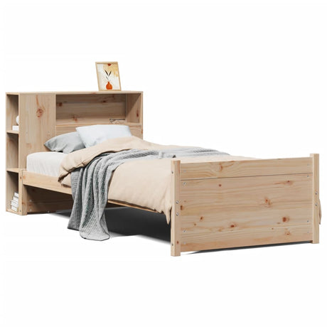 Vidaxl bed met boekenkast zonder matras massief grenenhout 75x190 cm