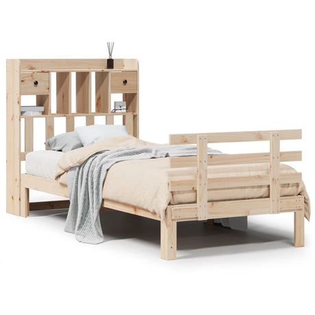 Vidaxl bed met boekenkast zonder matras massief grenenhout 90x200 cm