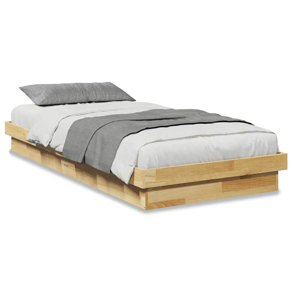 Vidaxl bedframe zonder matras 75x190 cm massief hout eiken