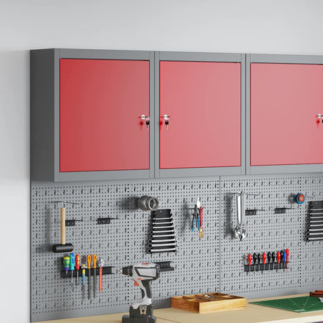 Vidaxl gereedschapskast met plank rood en grijs 50 x 20 x 55 cm