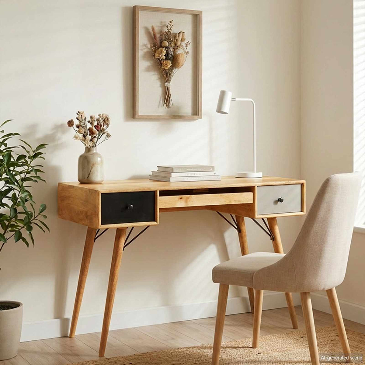 Vidaxl schrijfbureau bruin 110 x 55 x 76 cm massief mango hout
