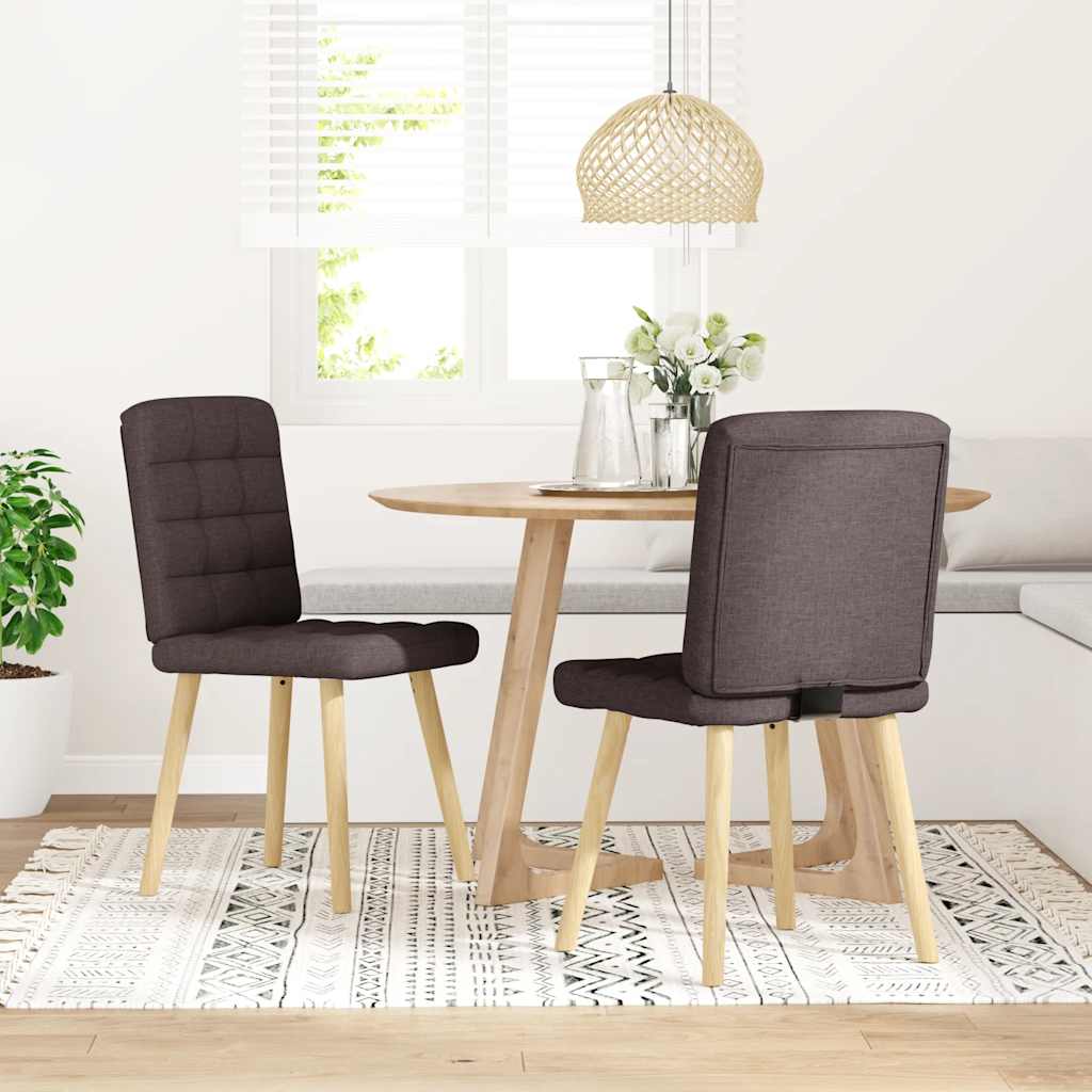 Vidaxl eetkamerstoelen 2 st stof donkerbruin