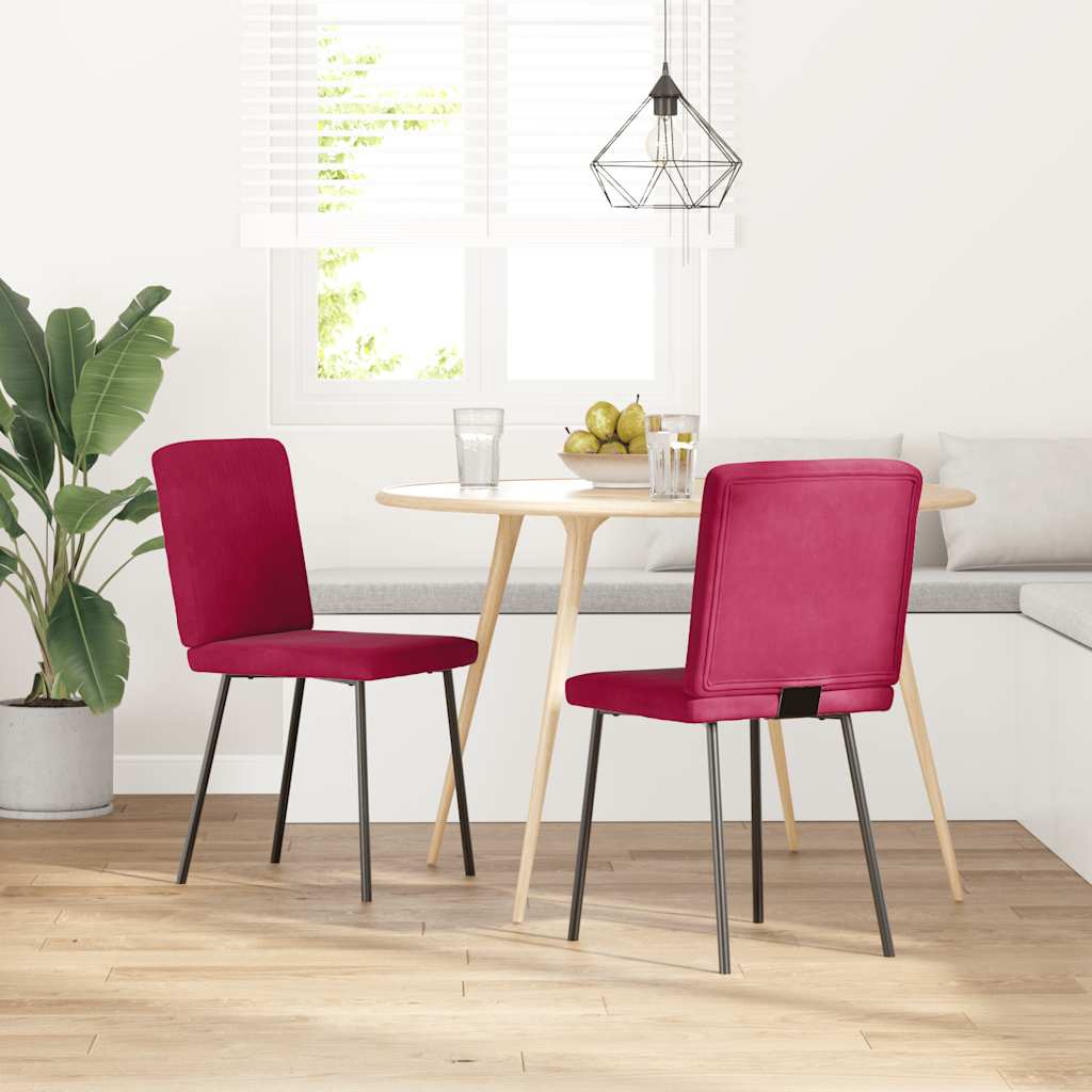 Vidaxl eetkamerstoelen 2 st fluweel wijnrood