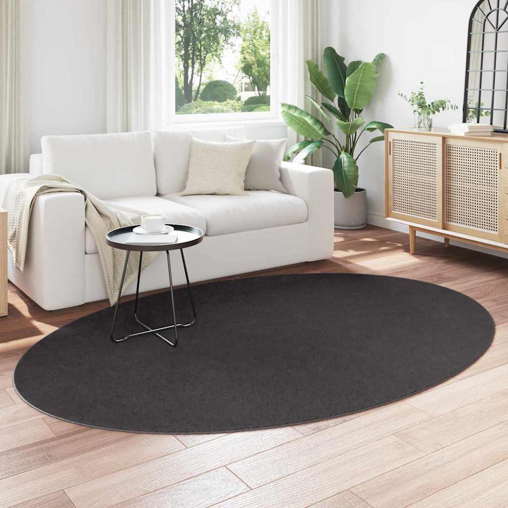 Vidaxl vloerkleden ovaal huarte antraciet 160 x 230 cm 100% polyester