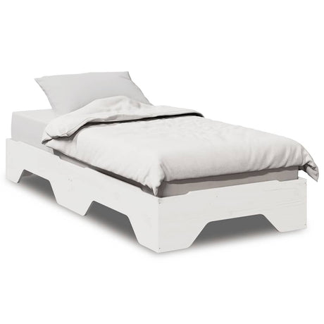 Vidaxl bedframe zonder matras stapelbaar 90x190 cm massief hout wit