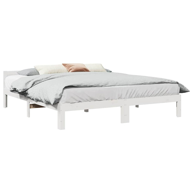 Vidaxl bedframe zonder matras massief grenenhout wit 160x200 cm