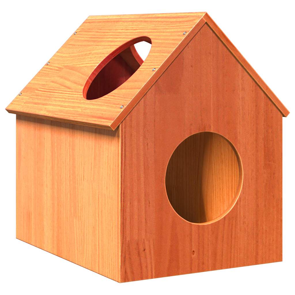 Vidaxl kattenhuis 41x50x50 cm massief grenenhout wasbruin