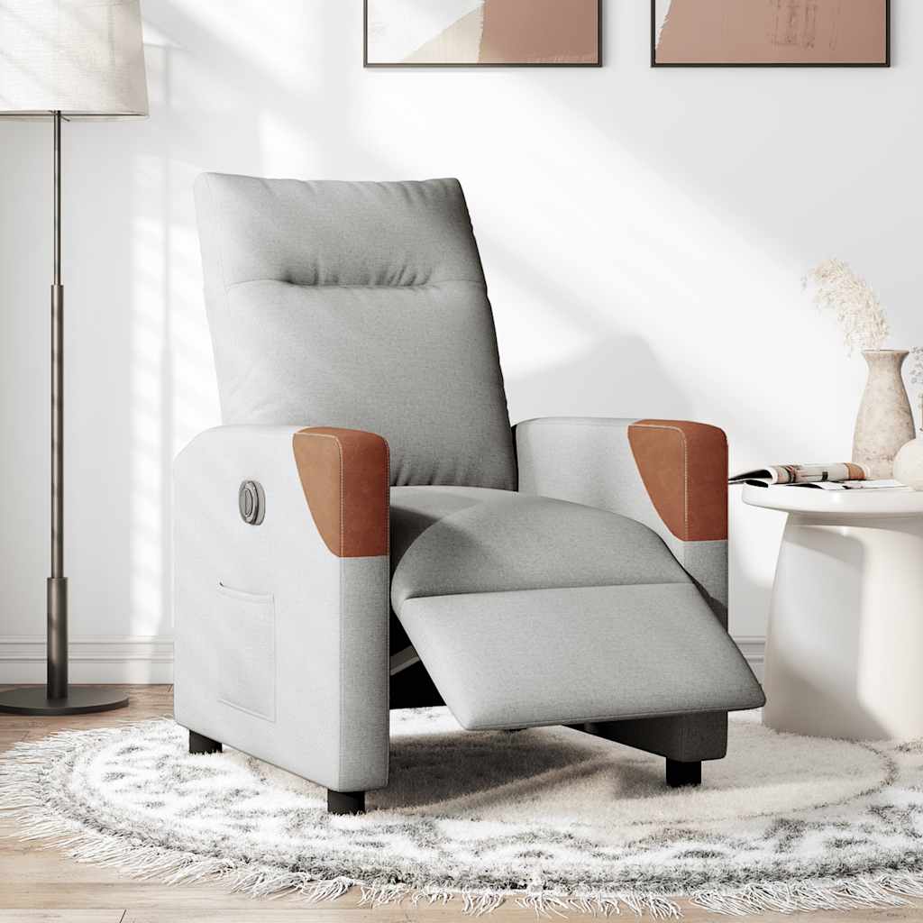 Vidaxl fauteuil elektrisch verstelbaar stof wolk grijs