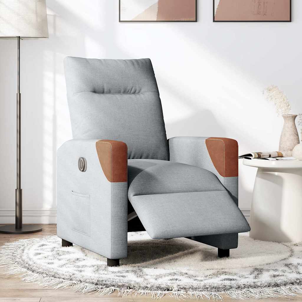 Vidaxl fauteuil elektrisch verstelbaar stof lichtgrijs