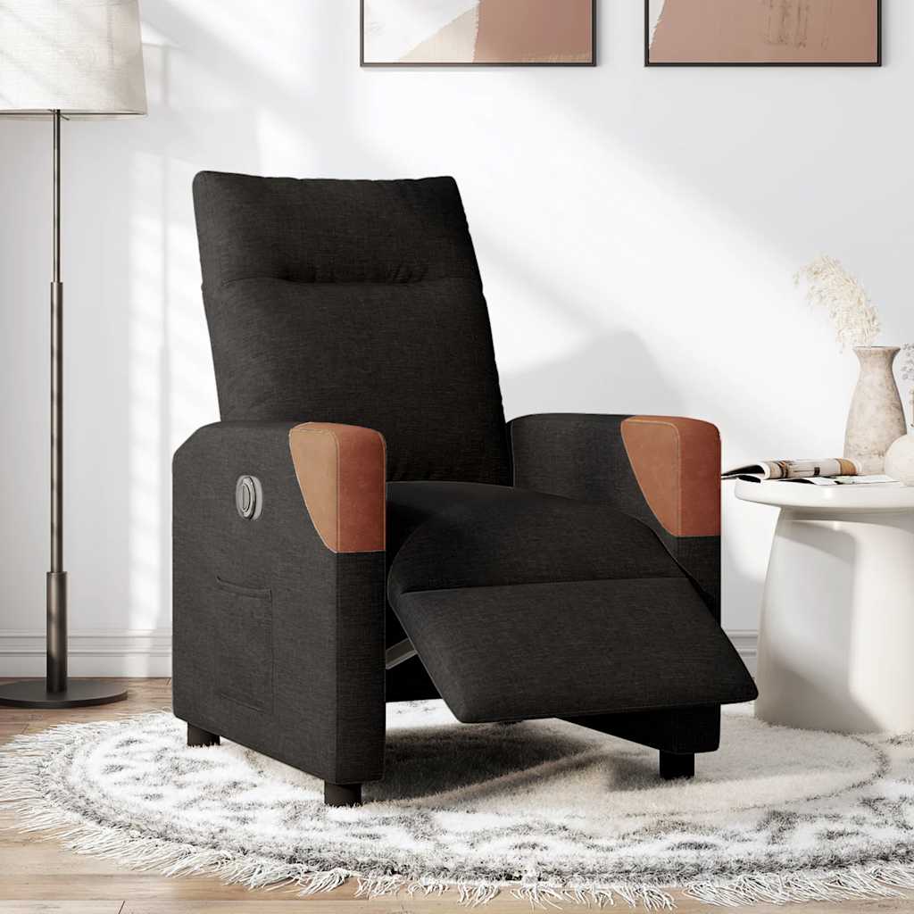 Vidaxl fauteuil verstelbaar elektrisch stof zwart