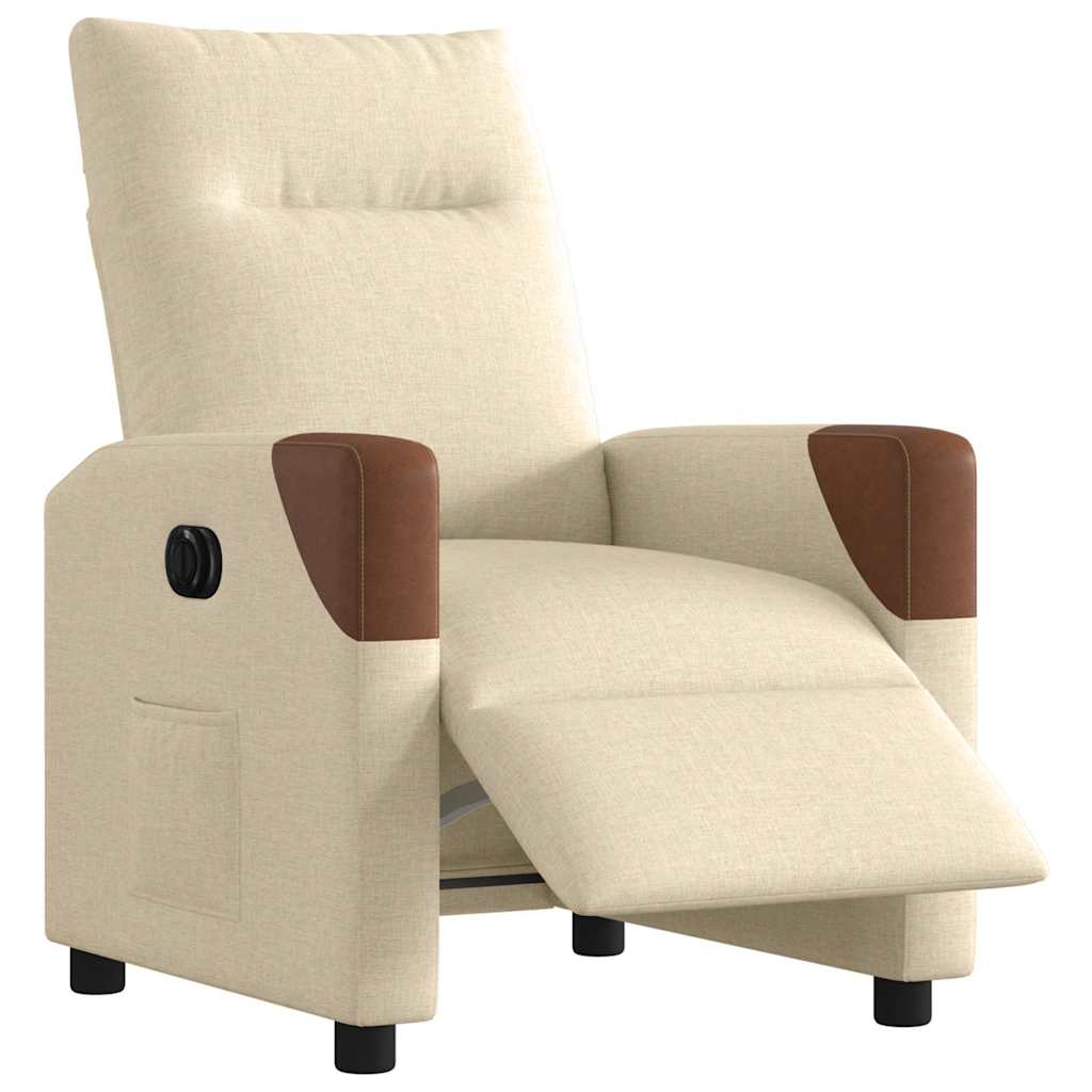 Vidaxl fauteuil verstelbaar elektrisch stof crèmekleurig