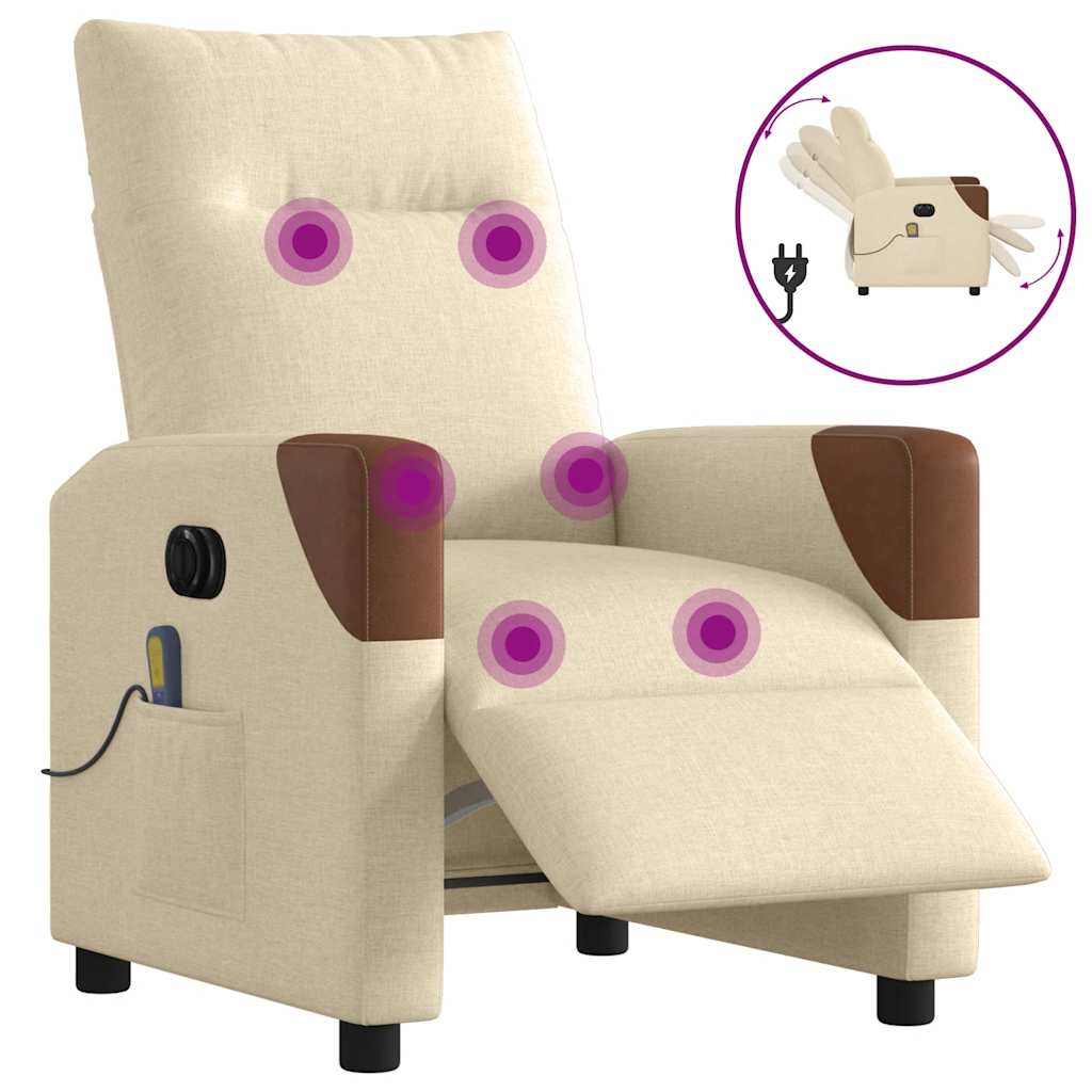 Vidaxl massagestoel elektrisch verstelbaar stof crèmekleurig