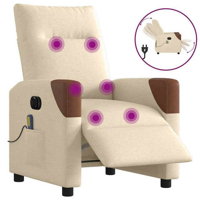 Vidaxl massagestoel elektrisch verstelbaar stof crèmekleurig