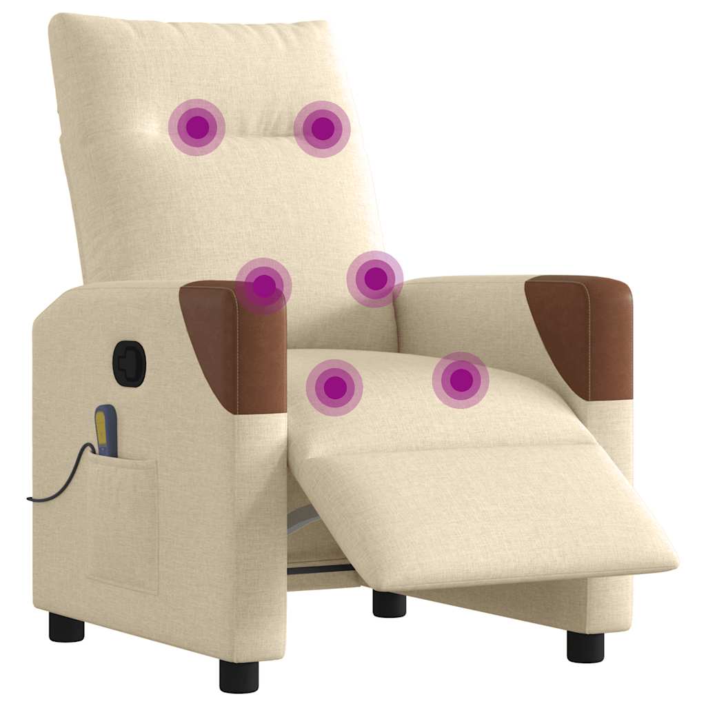 Vidaxl massagestoel elektrisch verstelbaar stof crèmekleurig