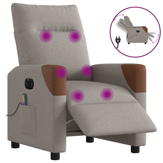Vidaxl massagestoel elektrisch verstelbaar stof taupe