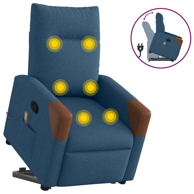 Vidaxl sta-op-massagestoel verstelbaar stof blauw