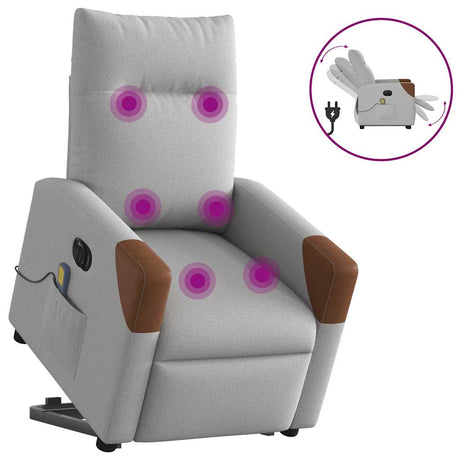 Vidaxl sta-op-massagestoel elektrisch verstelbaar stof wolk grijs