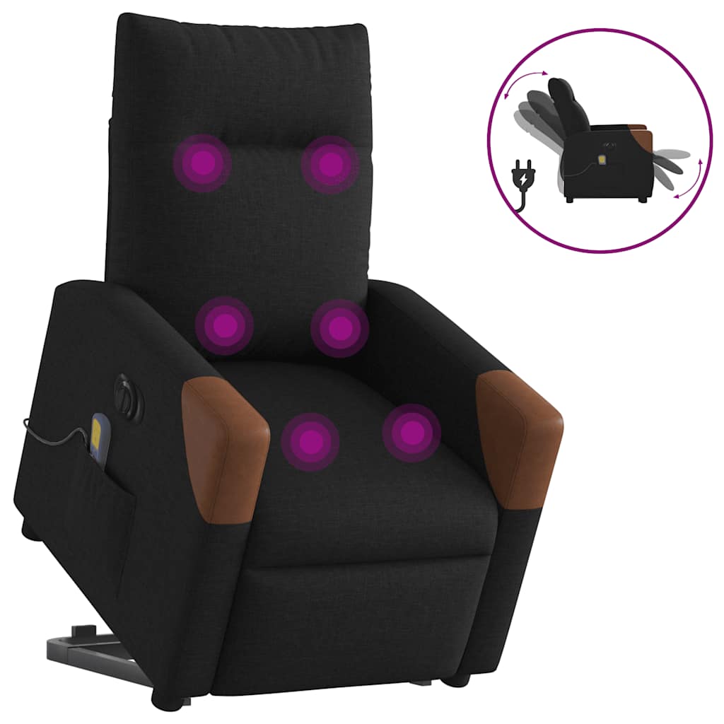 Vidaxl sta-op-massagestoel elektrisch verstelbaar stof zwart