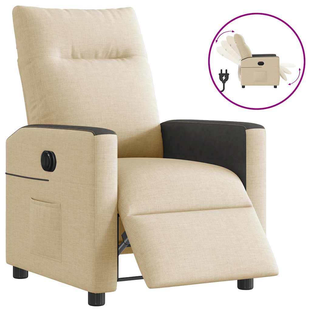 Vidaxl fauteuil verstelbaar elektrisch stof crèmekleurig