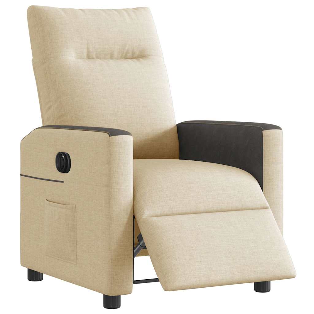 Vidaxl fauteuil verstelbaar elektrisch stof crèmekleurig