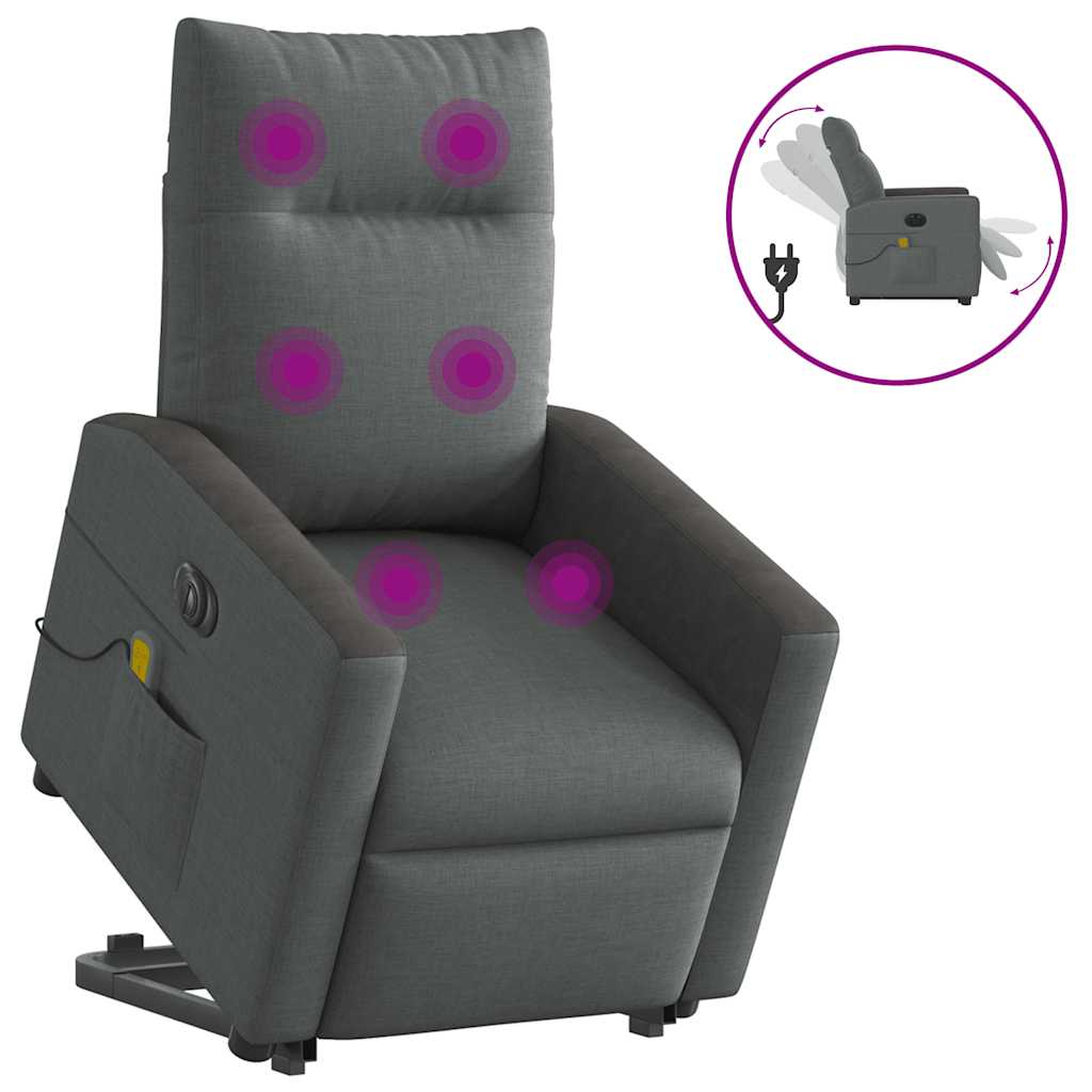 Vidaxl sta-op-massagestoel elektrisch verstelbaar stof donkergrijs