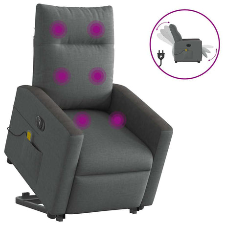 Vidaxl sta-op-massagestoel elektrisch verstelbaar stof donkergrijs