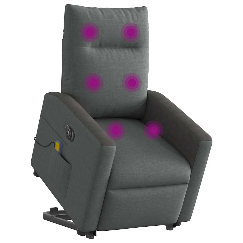 Vidaxl sta-op-massagestoel elektrisch verstelbaar stof donkergrijs