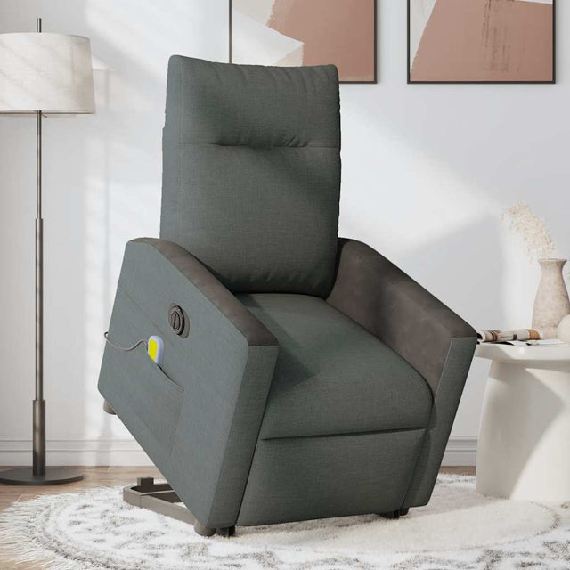 Vidaxl sta-op-massagestoel elektrisch verstelbaar stof donkergrijs
