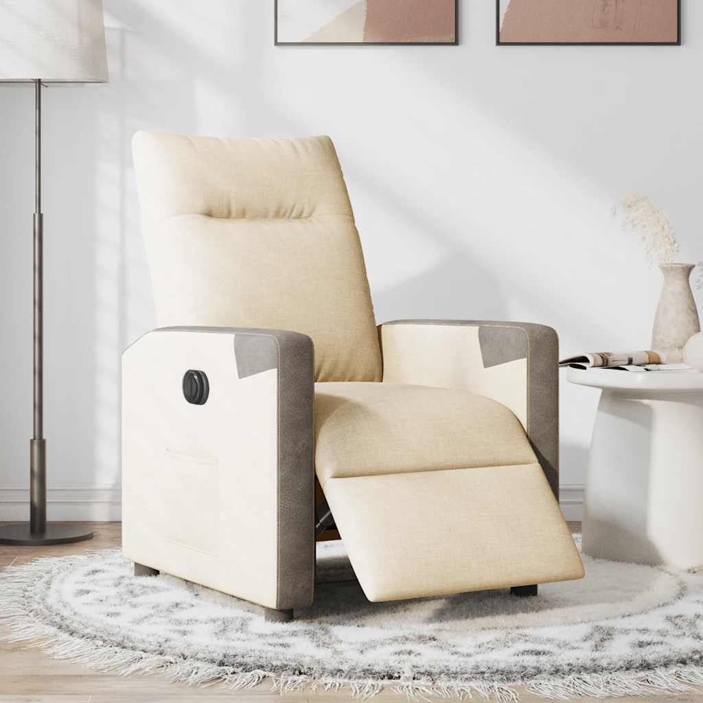 Vidaxl fauteuil verstelbaar elektrisch stof crèmekleurig