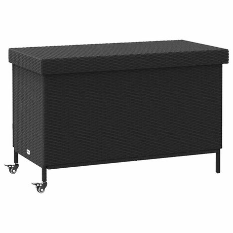 Vidaxl tuinbox met wielen 110x55x73 cm poly rattan zwart
