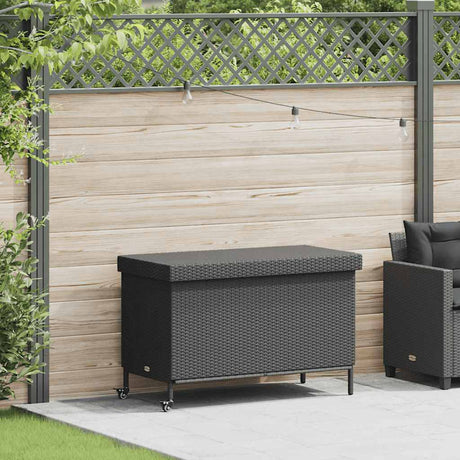 Vidaxl tuinbox met wielen 110x55x73 cm poly rattan zwart