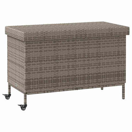 Vidaxl tuinbox met wielen 110x55x73 cm poly rattan grijs