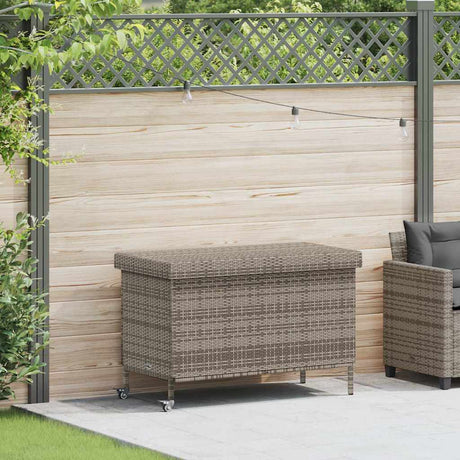Vidaxl tuinbox met wielen 110x55x73 cm poly rattan grijs