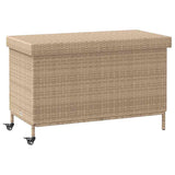 Vidaxl tuinbox met wielen 110x55x73 cm poly rattan gemengd beige
