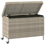 Vidaxl tuinbox met wielen 110x55x73 cm poly rattan lichtgrijs