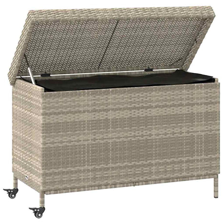 Vidaxl tuinbox met wielen 110x55x73 cm poly rattan lichtgrijs