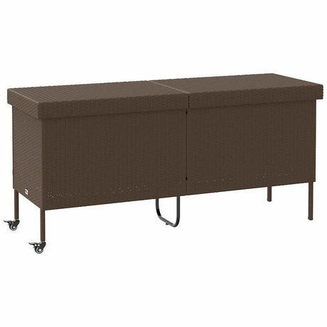 Vidaxl tuinbox met wielen 160x55x75 cm poly rattan bruin